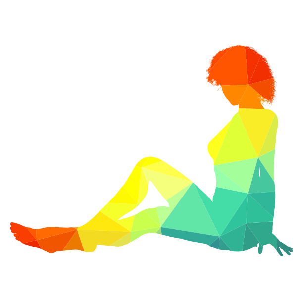 Sitting woman silhouette low poly-1664957865