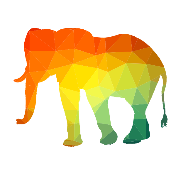 Elephant color silhouette low poly
