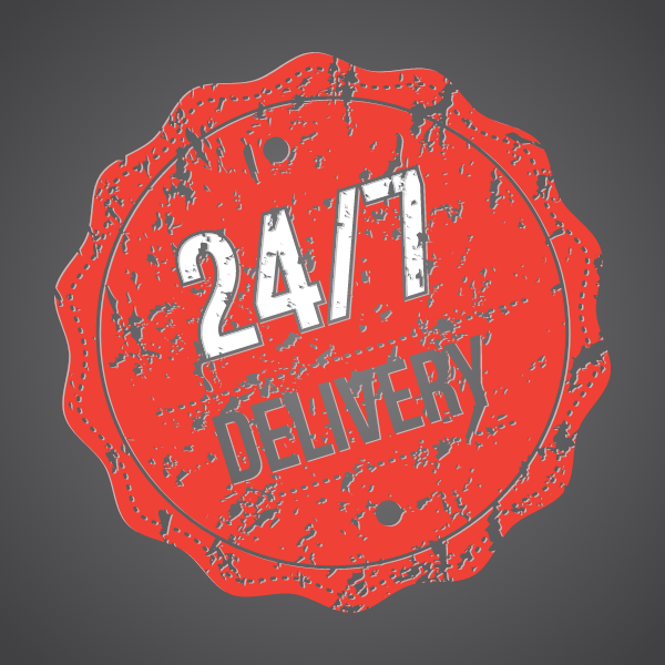 24/7 delivery sticker badge