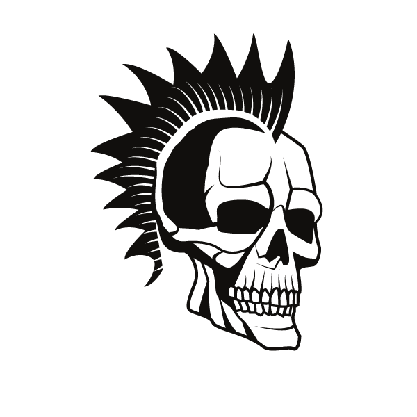 Skull with mohawk hairstyle
