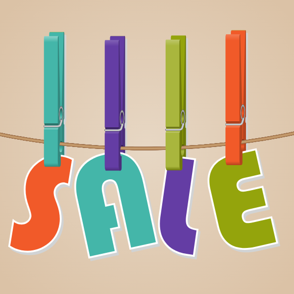 Sale text on pegs