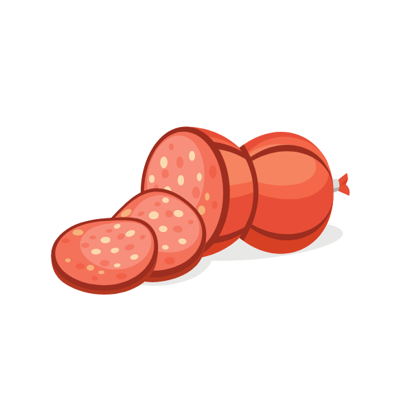 Slices of sausage