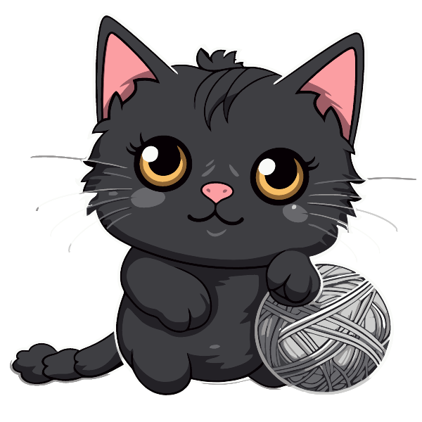 Chibi Cat with Yarn | Free SVG