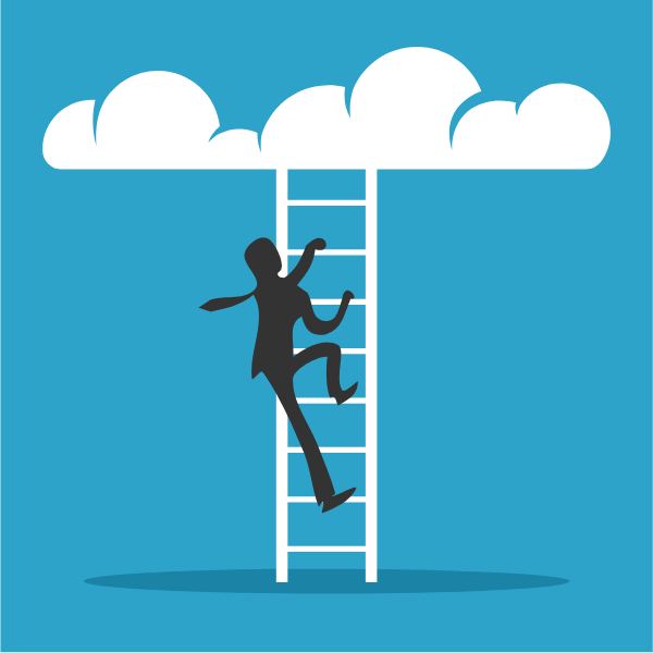 Businessman climbing the ladder