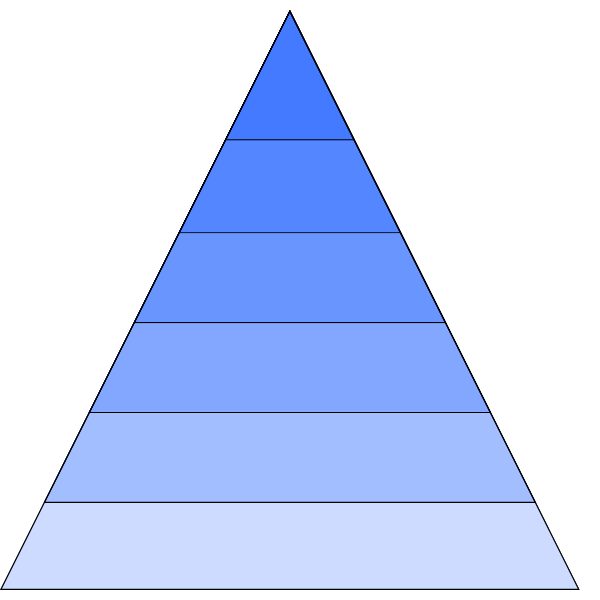 Pyramid with 6 levels in shades of blue | Free SVG