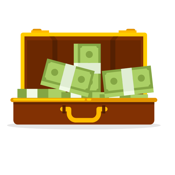 Suitcase with cash money