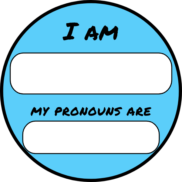 I am name role gender identity and pronouns blue trans sticker