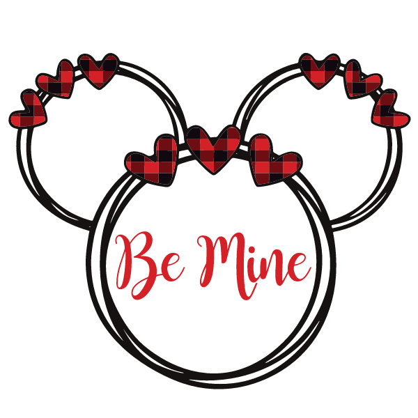 Be Mine Valentine Plaid Mickey Disney Monogram Svg