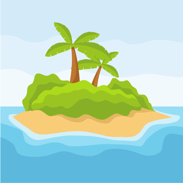 Tropical island with trees