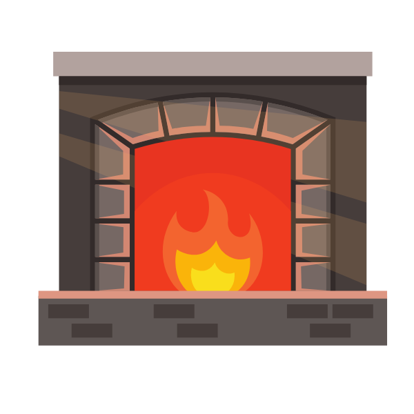 Fireplace burning