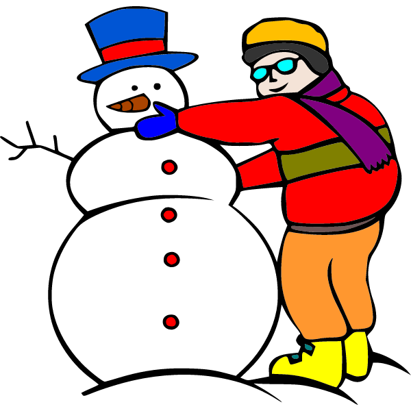 Snowman and boy