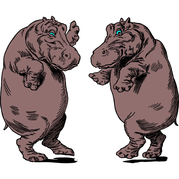 Two hippos are dancing