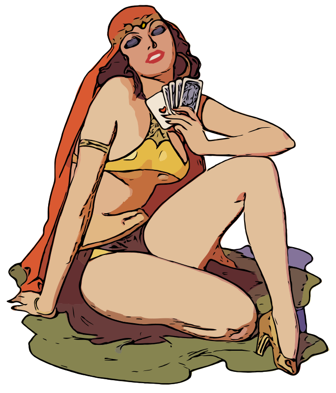 Lady with Playing Cards