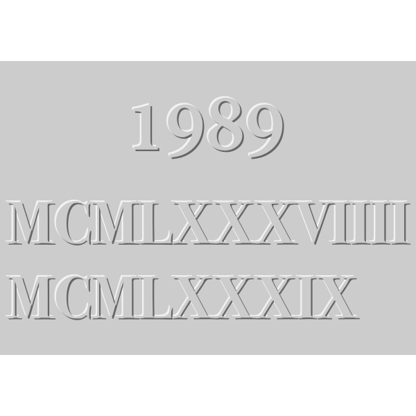MCMLXXXVIIII 1989