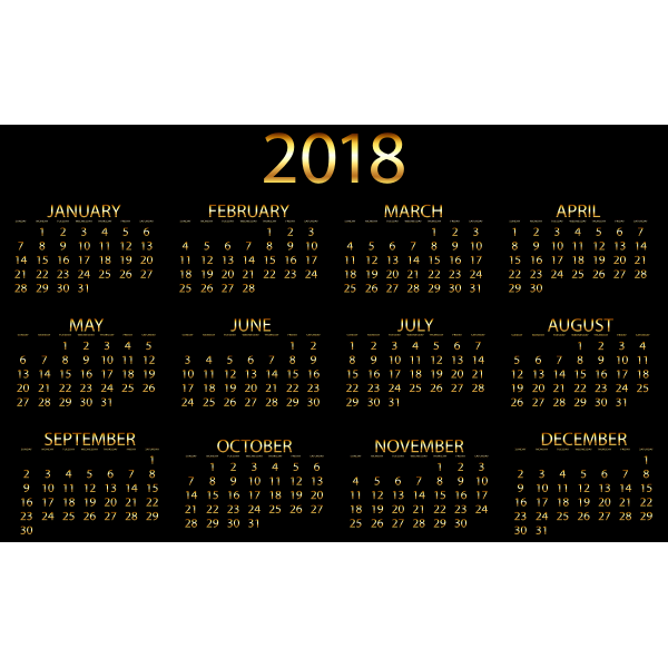 2018 Calendar Gold