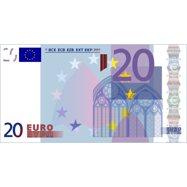 Vector image of 20 Euro banknote