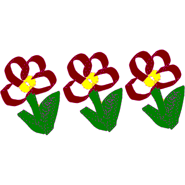3 red flowers