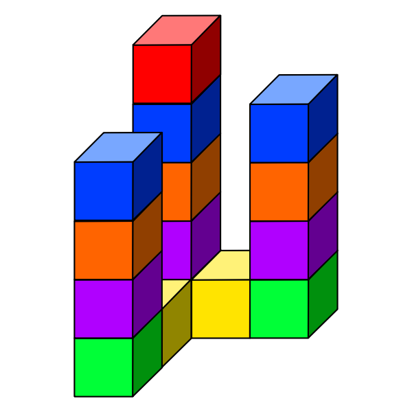 Three cube towers