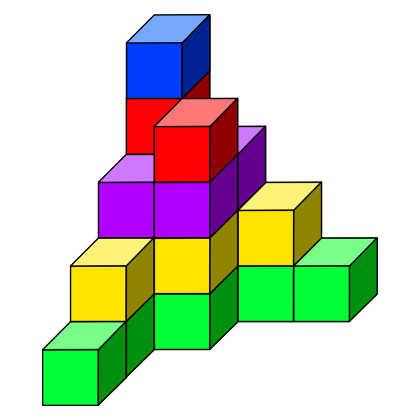 Colorful dices in a tower