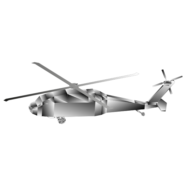 3D Low Poly Blackhawk Helicopter Grayscale 2