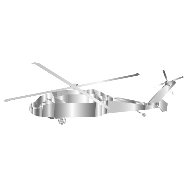 3D Low Poly Blackhawk Helicopter Grayscale