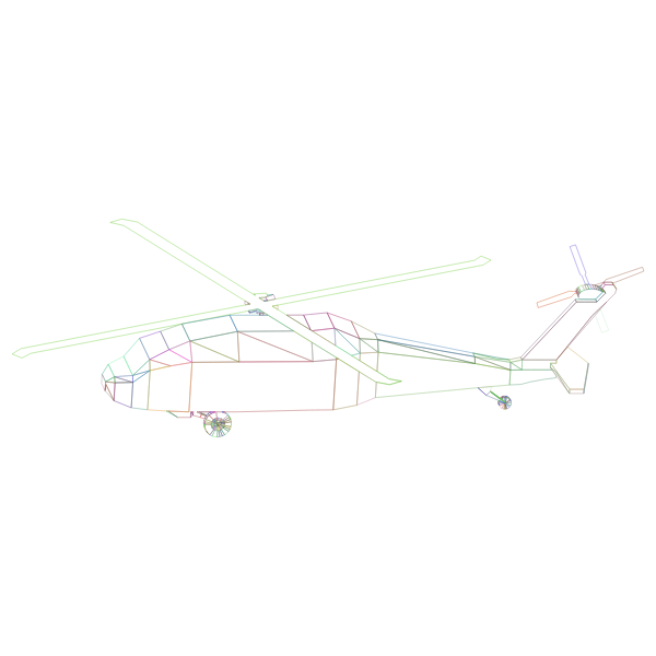 3D Low Poly Blackhawk Helicopter Wireframe Prismatic