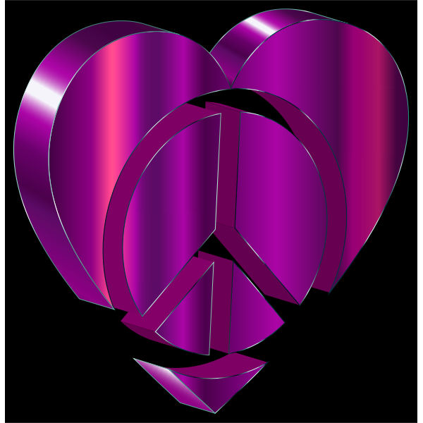 3D Peace Heart Amemthyst