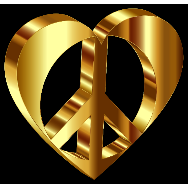 Download 3d Peace Heart Mark Ii Gold Variation 2 Enhanced Contrast With Background Free Svg