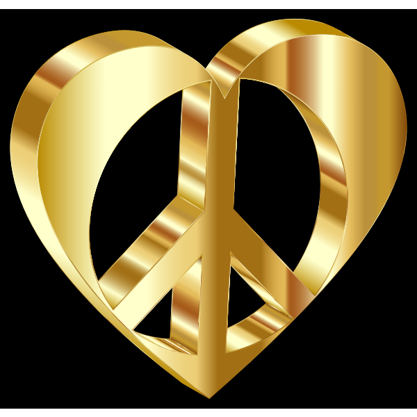 3D Peace Heart Mark II Gold Variation 2 With Background