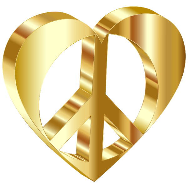 Download 3D Peace Heart Mark II Gold Variation 2 | Free SVG