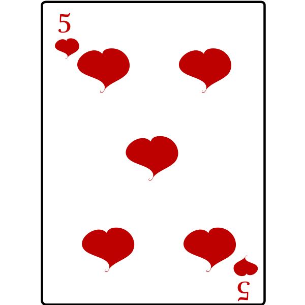 Five of hearts playing card vector image