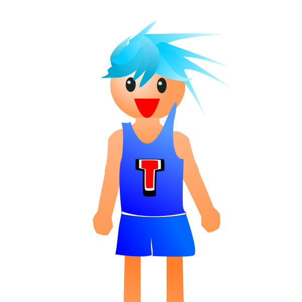 Basketball player with blue hair