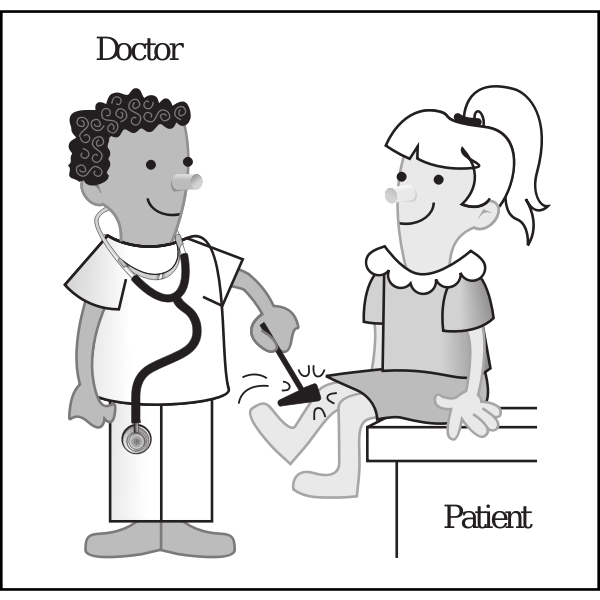 Vector cartoon clip art of doctor and patient