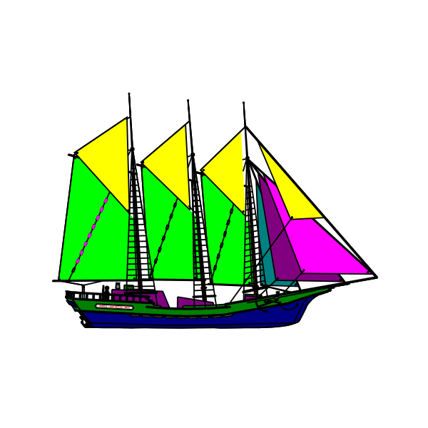 Colorful sailing ship vector drawing