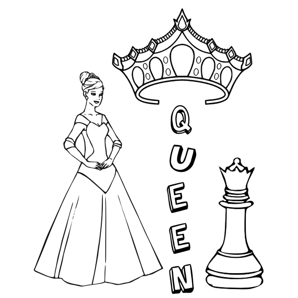 Queen and chess piece