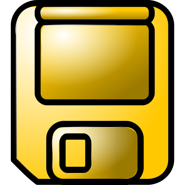 Gold colored floppy disc vector graphics