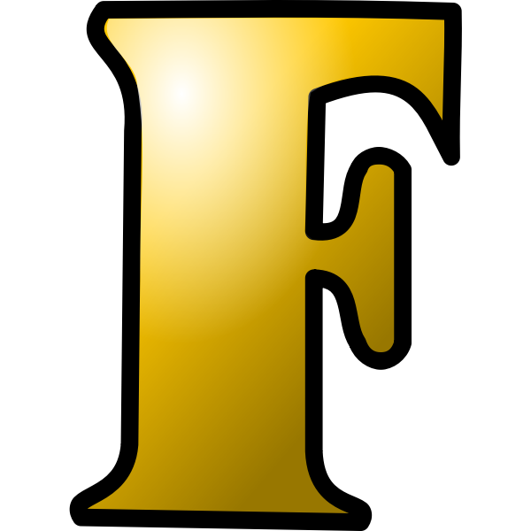 Vector clip art of large yellow letter F