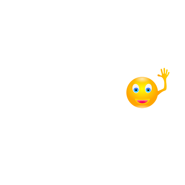 Vector drawing of yellow hand waving smiley | Free SVG