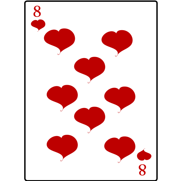 Eight of hearts playing card vector illustration