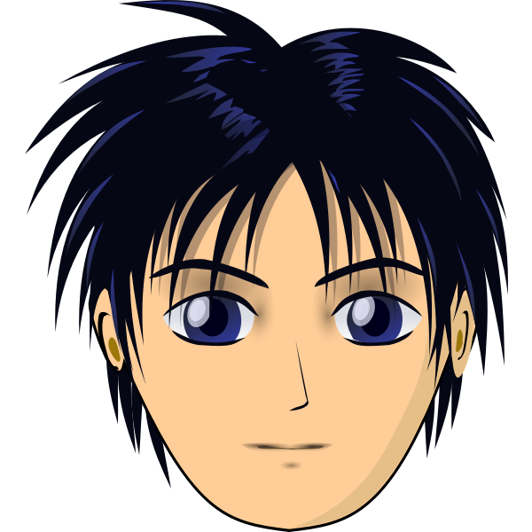 Vector illustration of anime boy with black hair | Free SVG