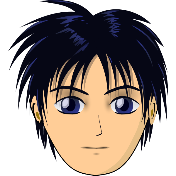 Vector Illustration Of Anime Boy With Black Hair Free Svg