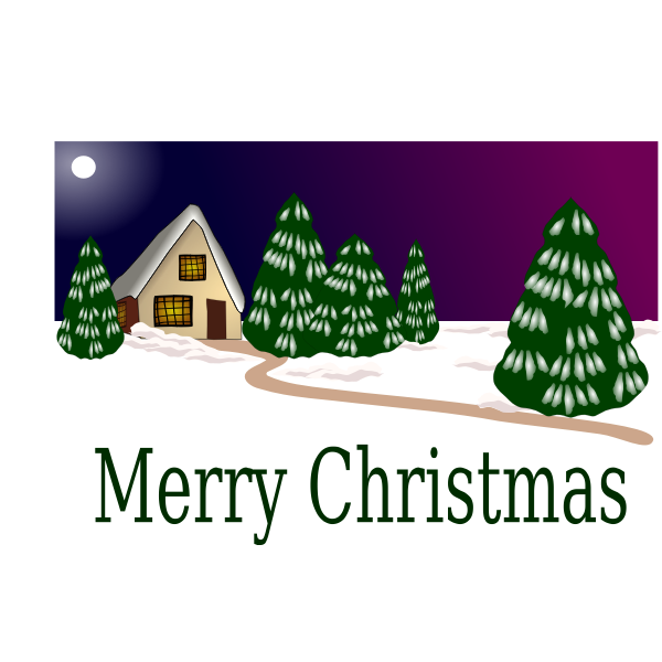Download Christmas Card With Winter Scene Vector Drawing Free Svg