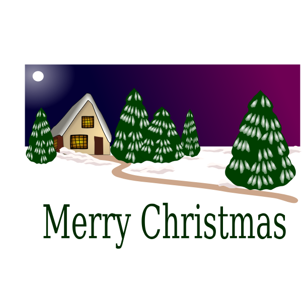 Download Christmas card with winter scene vector drawing | Free SVG