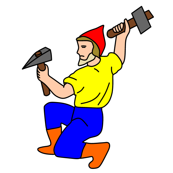 A young dwarf digs in a mine