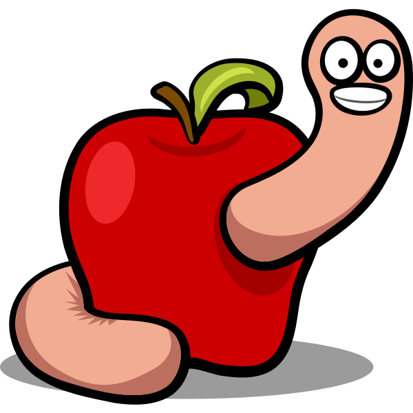 Vector drawing of cute worm in an apple | Free SVG