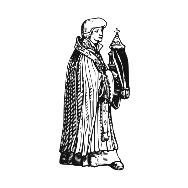 Medieval priest with sacrament vector