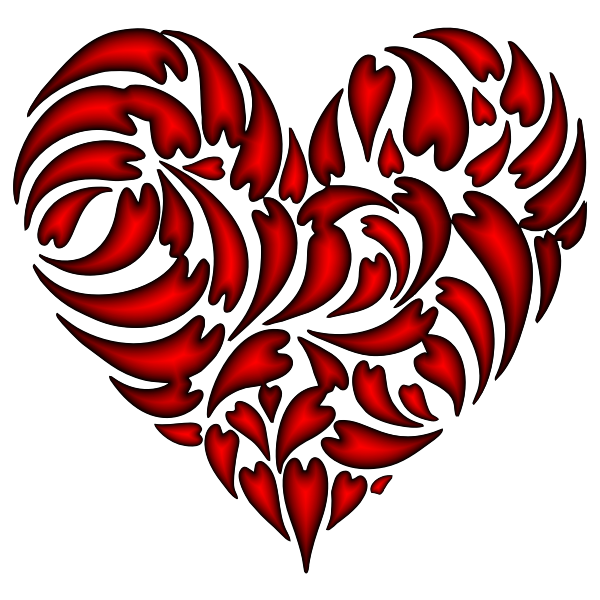 Abstract Distorted Heart Fractal Crimson