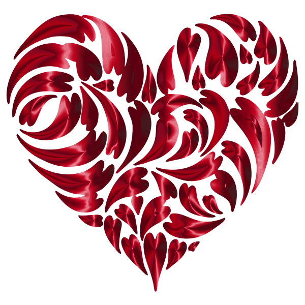 Abstract Distorted Heart Fractal Vermilion No Background