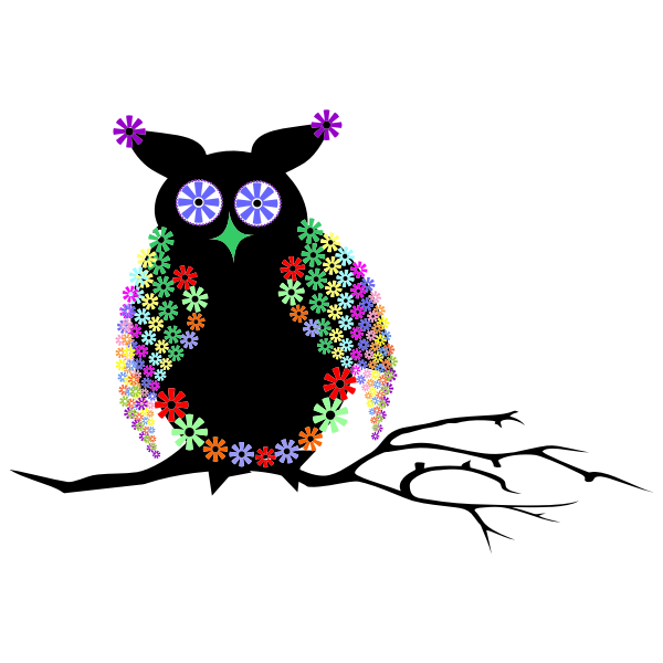 Abstract Floral Owl