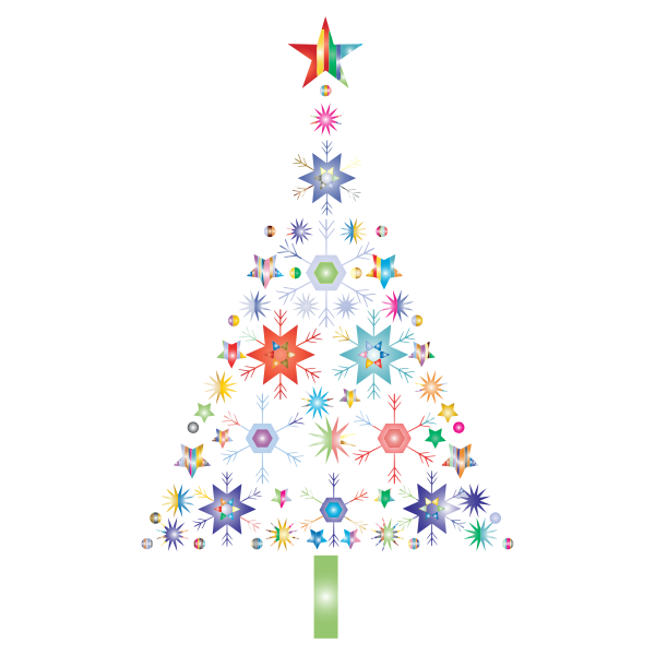 Abstract Snowflake Christmas Tree By Karen Arnold Prismatic No Background